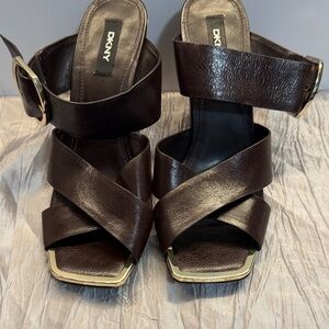 DKNY Women's Dark Brown Heeled Sandals